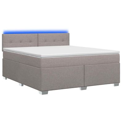 vidaXL Boxspringbett mit Matratze und LED Taupe 140 x 190 cm Stoff