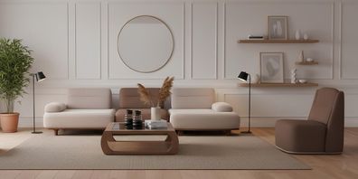 Elegantes 3-Sitzer Sofa und Sessel Set ideal für moderne Wohnzimmer