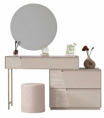 Schminktisch Spiegel Hocker Stil modern Farbe beige neu Schlafzimmer
