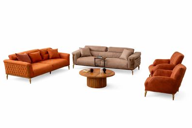 Wohnzimmer Set Modern Mehrfarbig Designer-Set Komfortabel Stoff Holz