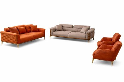 Wohnzimmer Set Modern Mehrfarbig Designer-Bergère Couch Komfortabel