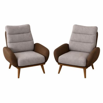 Wohnzimmer Set Modern Grau Designer-Bergère Komfortabel Minimalismus