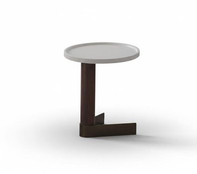 Design Beistelltisch Weiß & Holz – Modernes Rundtisch-Design