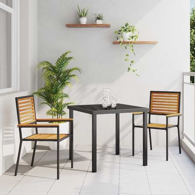 vidaXL Garten Stapelstühle 2 pcs Braun und Schwarz 54 x 56 x 90 cm