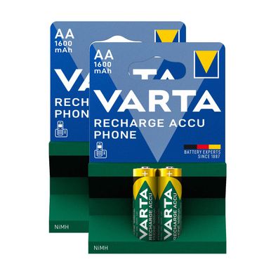2x 2er Blister Varta Phone Akku Mignon AA HR6 NiMH 1600 mAh 58399