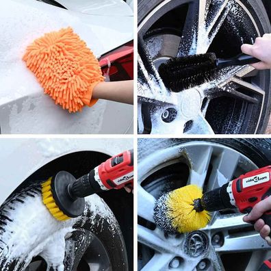vidaXL Auto Bürsten Set Mehrfarbig Poly-Rattan