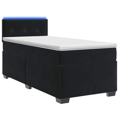 vidaXL Boxspringbett mit Matratze und LED Schwarz 90 x 190 cm Samt