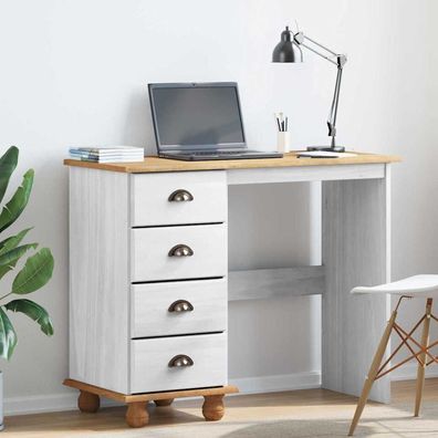 vidaXL Schreibtisch ASKIM Weiß 95 x 40 x 75 cm Massives Kiefernholz