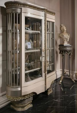 Klassische Beige Wohnzimmer Vitrine Luxuriöse Anrichte Edle Möbel