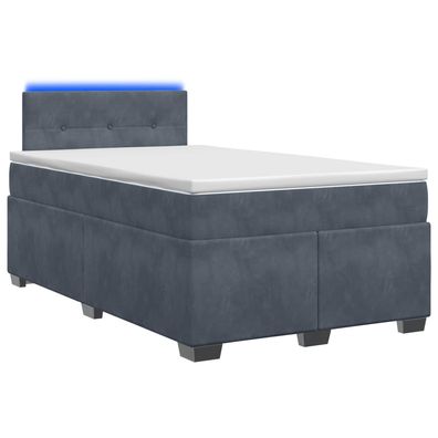 vidaXL Boxspringbett mit Matratze und LED Dunkelgrau 120 x 190 cm Samt