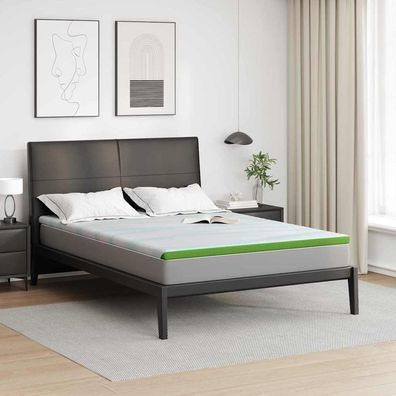 vidaXL Matratzenauflage Weiß und Grün 160 x 200 cm Jacquard Stoff