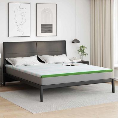 vidaXL Matratzenauflage Weiß und Grün 200 x 200 cm Jacquard Stoff