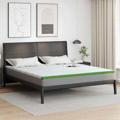 vidaXL Matratzenauflage Weiß und Grün 180 x 200 cm Jacquard Stoff