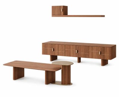 Wohnzimmer Wohnwand Wandregal Komplett TV-Lowboard Couchtisch Set 5tlg