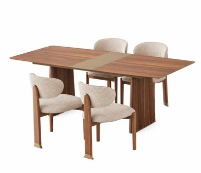 Esstisch mit 4x Stühle Designer Komplettes Luxusmöbel Esszimmer Set