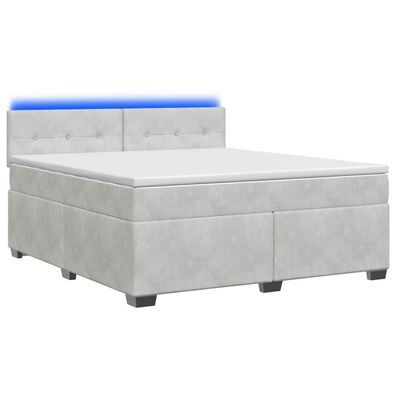 vidaXL Boxspringbett mit Matratze und LED Hellgrau 140 x 200 cm Samt