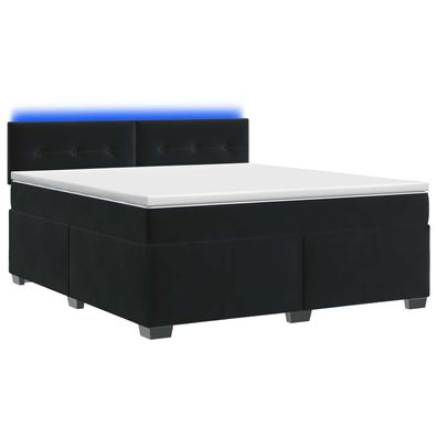 vidaXL Boxspringbett mit Matratze und LED Schwarz 140 x 200 cm Samt