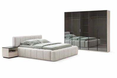 Schlafzimmer Set Bett Komplettes 2x Nachttische Luxuriöser Kleiderschrank