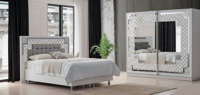 Elegantes 2-teiliges Schlafzimmer-Set mit Bett und Kleiderschrank