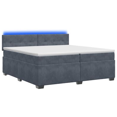 vidaXL Boxspringbett mit Matratze und LED Dunkelgrau 200 x 200 cm Samt