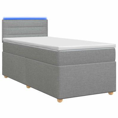 vidaXL Boxspringbett mit Matratze Hellgrau 80 x 200 cm Stoff