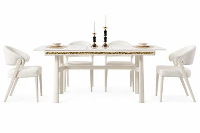 Esszimmer Esstisch mit 4x Stühle Komplettes Moderner Design Set 5tlg