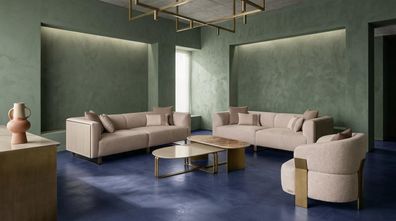 Stilvolle Garnitur für modernes Wohnen: 2 Sofas Sessel Designer-Couchtisch