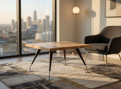 Eleganter Couchtisch für modernes Wohnen aus Holz und Metall