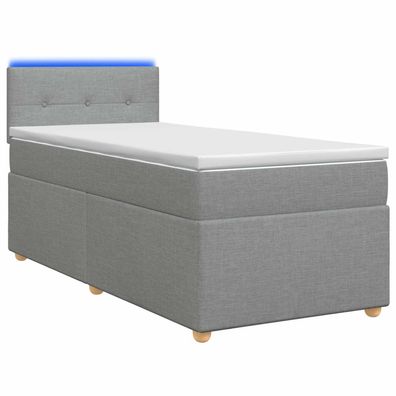 vidaXL Boxspringbett mit Matratze Hellgrau 90 x 190 cm Stoff