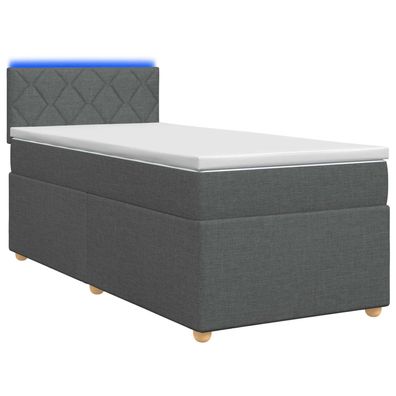vidaXL Boxspringbett mit Matratze Dunkelgrau 90 x 190 cm Stoff