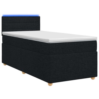 vidaXL Boxspringbett mit Matratze Schwarz 90 x 200 cm Stoff