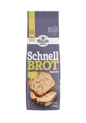 3x Bauck Mühle Schnellbrot mit Saaten glutenfrei Bio 500g