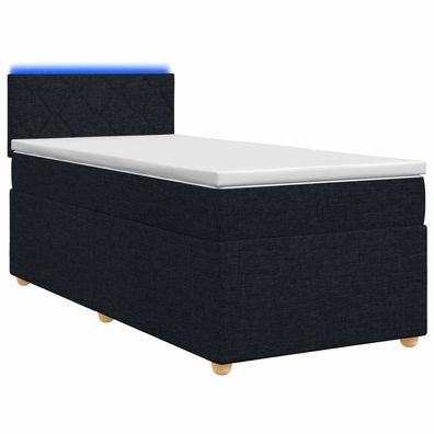 vidaXL Boxspringbett mit Matratze Schwarz 100 x 200 cm Stoff