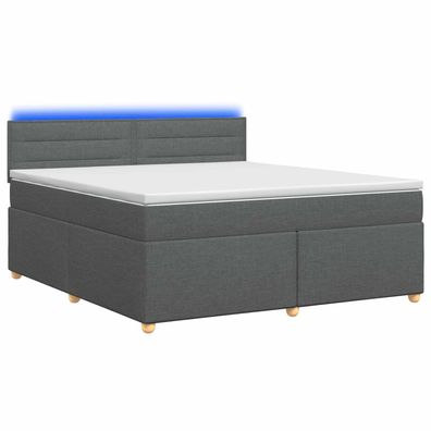 vidaXL Boxspringbett mit Matratze Dunkelgrau 140 x 190 cm Stoff