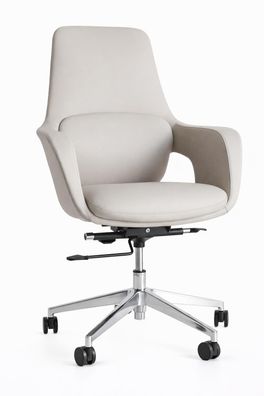 Ergonomischer Chefsessel mit verstellbarer Höhe und hellbeigem Leder