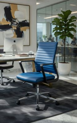 Bürostuhl Blau mit verstellbaren Armlehnen ergonomisch modern