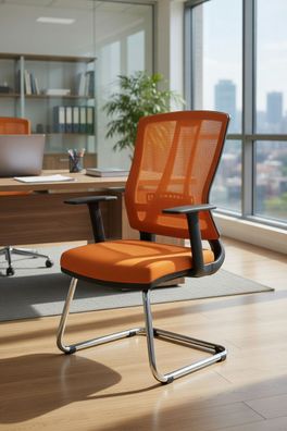 Bequemer Bürostuhl für Büro und Konferenzräume in Orange