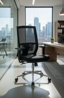 Modern Bürostuhl Ergonomisch Schwarz mit Verstellbaren Armlehnen