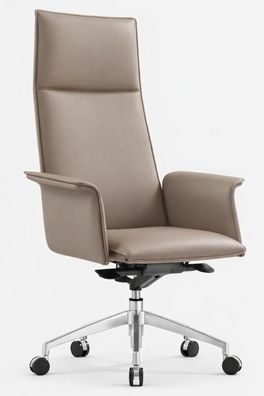 Ergonomischer Chefsessel aus Leder mit hoher Rückenlehne und Armlehnen