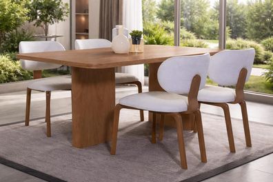 Stilvolles Esszimmer Set Exklusiver Brauner Esstisch 4x Polsterstühle