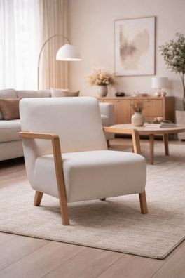 Edler Beiger Textilsessel Wohnzimmer Polstersessel Moderner Einsitzer