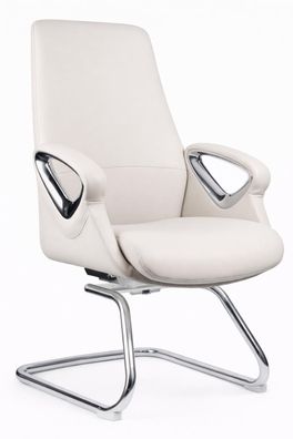 Moderner Chefsessel in Beige mit Chrom-Gestell & Polster-Armlehnen
