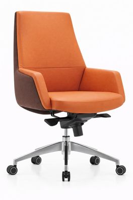 Ergonomischer Chefsessel in Orange und Braun mit Metallgestell