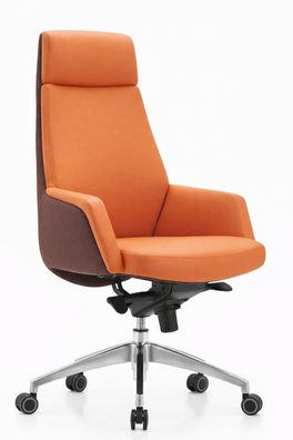 Ergonomischer Chefsessel in Orange und Braun mit Aluminiumgestell