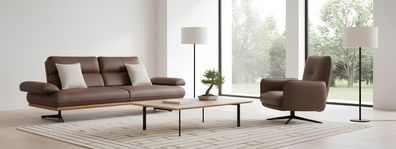 Elegantes Sofa Set 3 Sitzer und Sessel in Braun Kunstleder