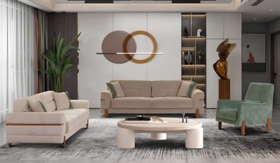 Modernes 3-Sitzer Sofa und Sessel Set für stilvolle Wohnzimmer