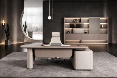 Elegantes Büromöbel-Set: Chefschreibtisch, Büroschrank & Sessel