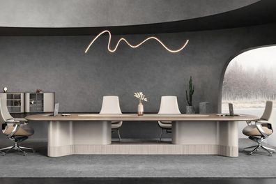 Moderne Arbeitszimmer set: Konferenztisch, 4 Sessel & 2 Sideboards