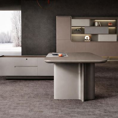 Exklusives Chefschreibtisch-Set mit Büroschrank in modernem Design