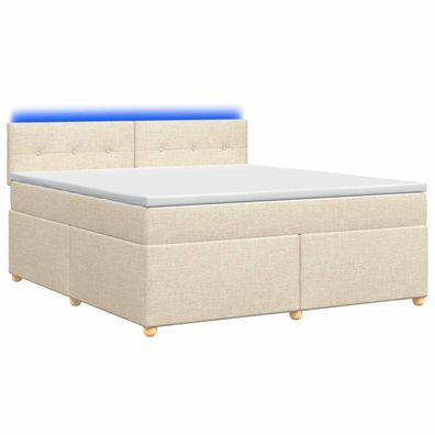 vidaXL Boxspringbett mit Matratze Creme 180 x 200 cm Stoff